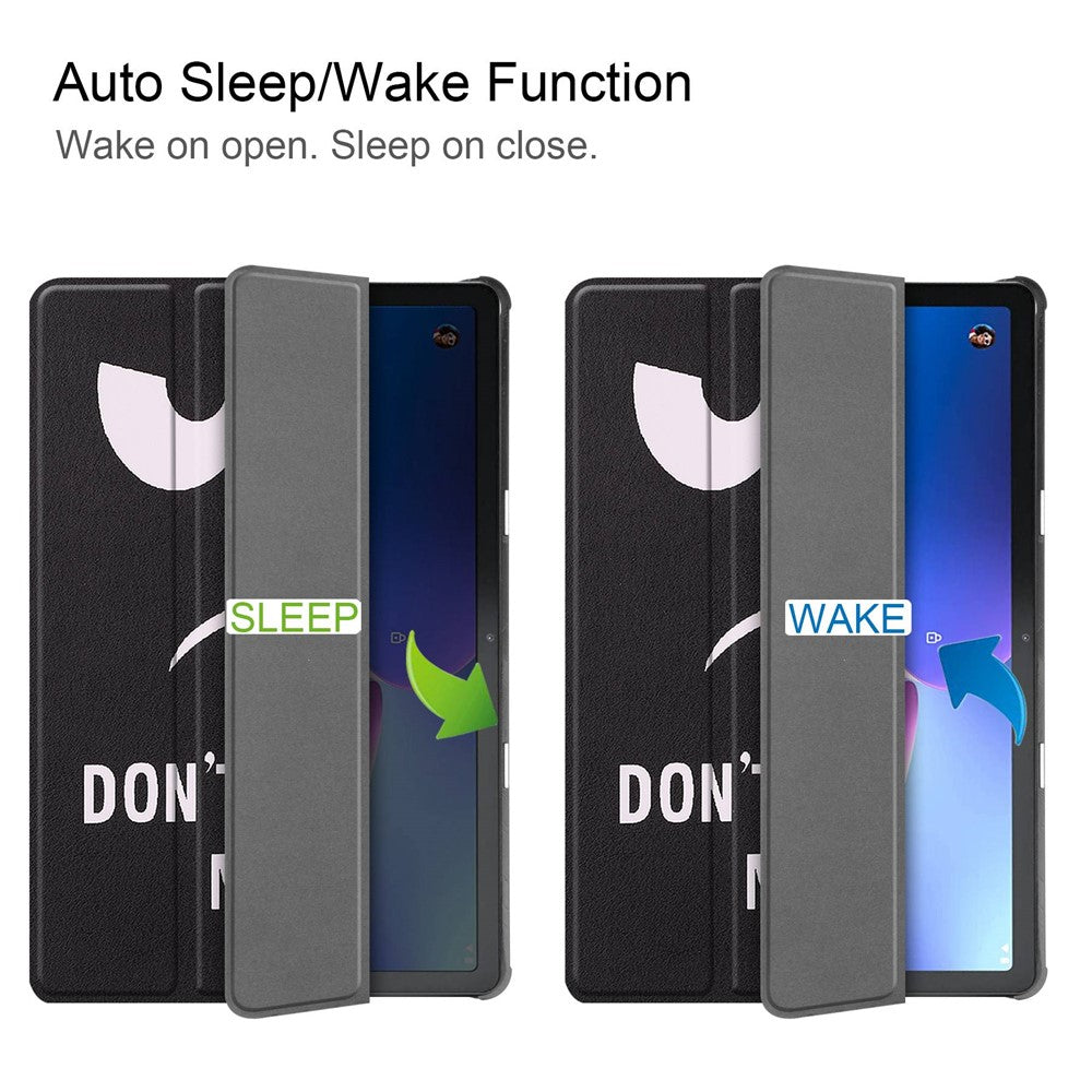 For Lenovo Tab M10 (Gen 3) TB-328FU / TB-328XU Pattern Printing Tablet Case PU Leather Trifold Stand Cover with Auto Wake / Sleep - Don't Touch Me