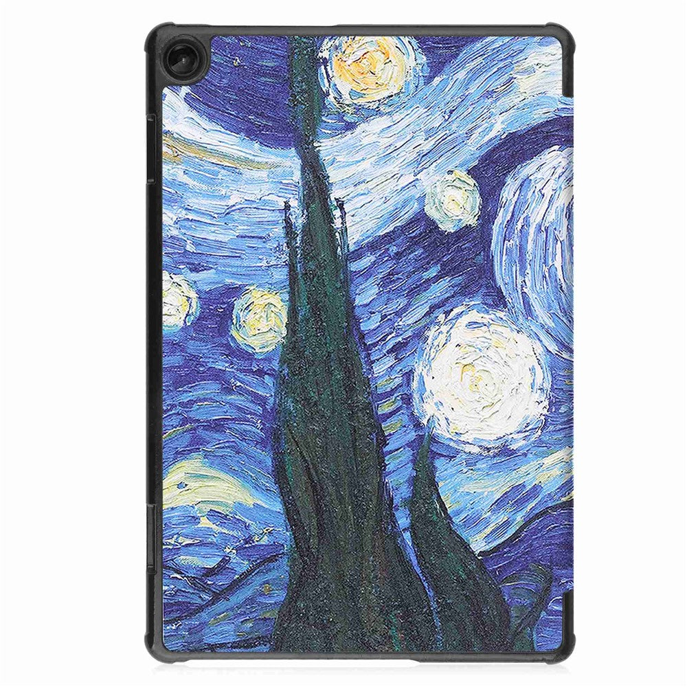 For Lenovo Tab M10 (Gen 3) TB-328FU / TB-328XU Pattern Printing Tablet Case PU Leather Trifold Stand Cover with Auto Wake / Sleep - Starry Sky