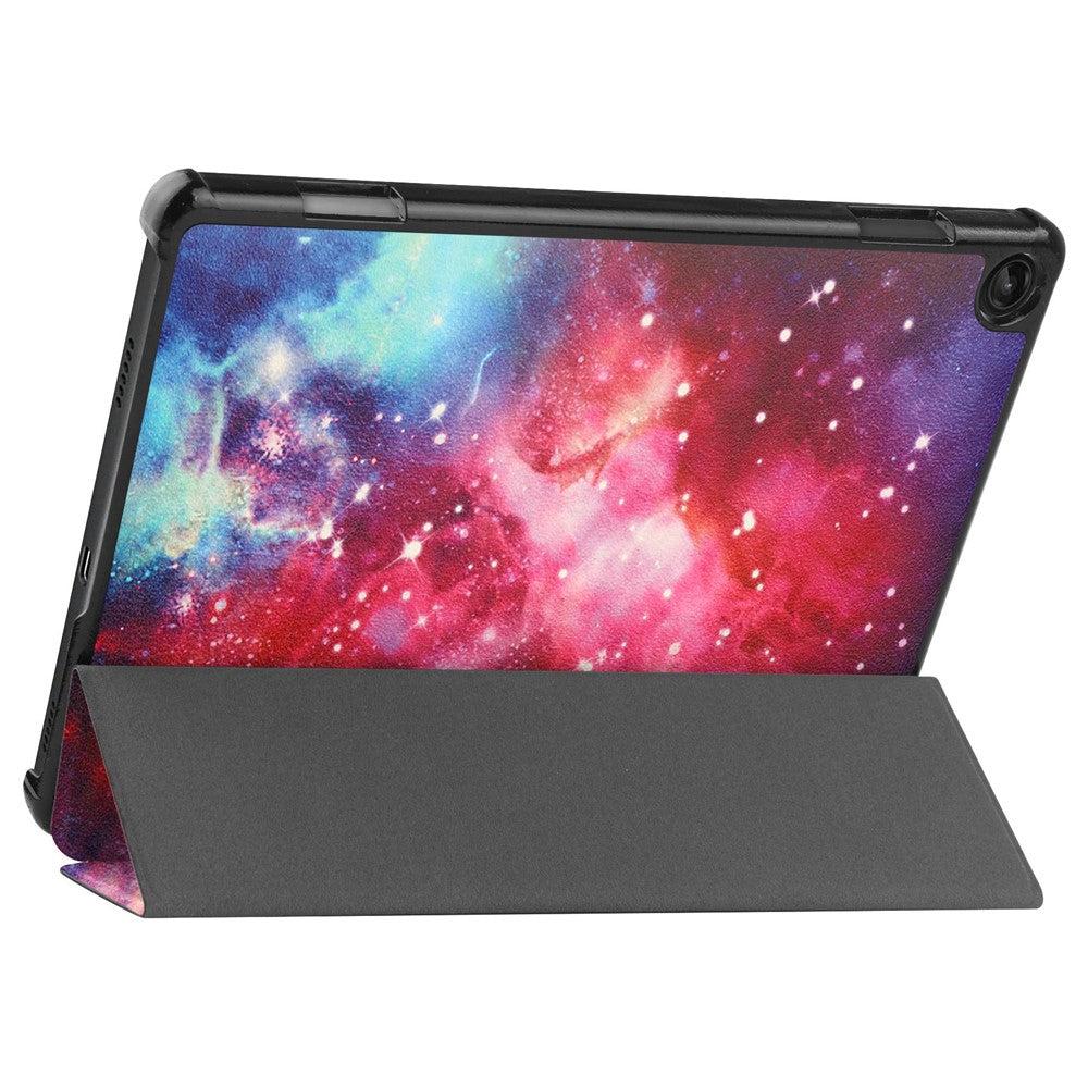 For Lenovo Tab M10 (Gen 3) TB-328FU / TB-328XU Pattern Printing Tablet Case PU Leather Trifold Stand Cover with Auto Wake / Sleep - Milky Way Nebula