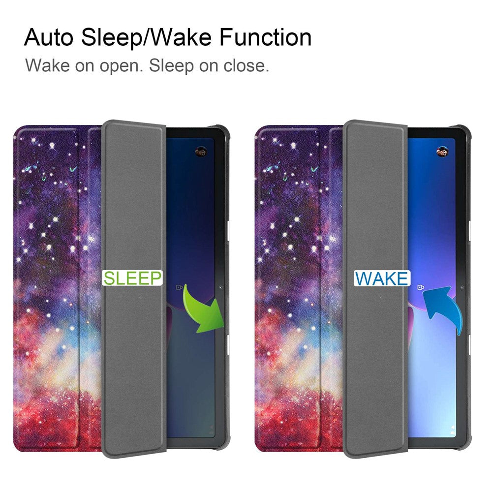 For Lenovo Tab M10 (Gen 3) TB-328FU / TB-328XU Pattern Printing Tablet Case PU Leather Trifold Stand Cover with Auto Wake / Sleep - Milky Way Nebula