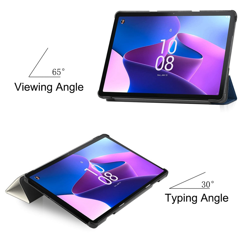 For Lenovo Tab M10 (Gen 3) TB-328FU / TB-328XU Pattern Printing Tablet Case PU Leather Trifold Stand Cover with Auto Wake / Sleep - Cat