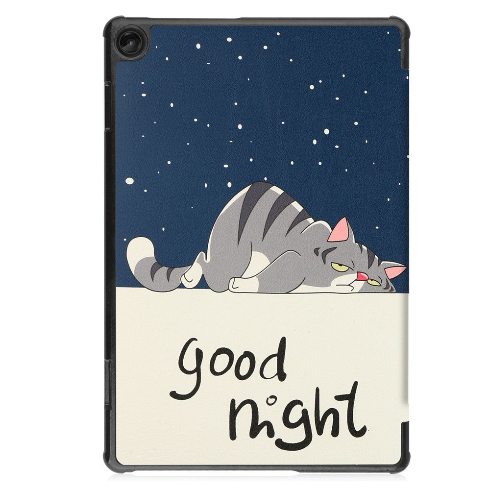 For Lenovo Tab M10 (Gen 3) TB-328FU / TB-328XU Pattern Printing Tablet Case PU Leather Trifold Stand Cover with Auto Wake / Sleep - Cat