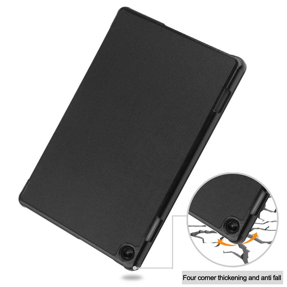 For Lenovo Tab M10 (Gen 3) TB-328FU / TB-328XU PU Leather Trifold Stand Cover Auto Sleep / Wake Case - Black