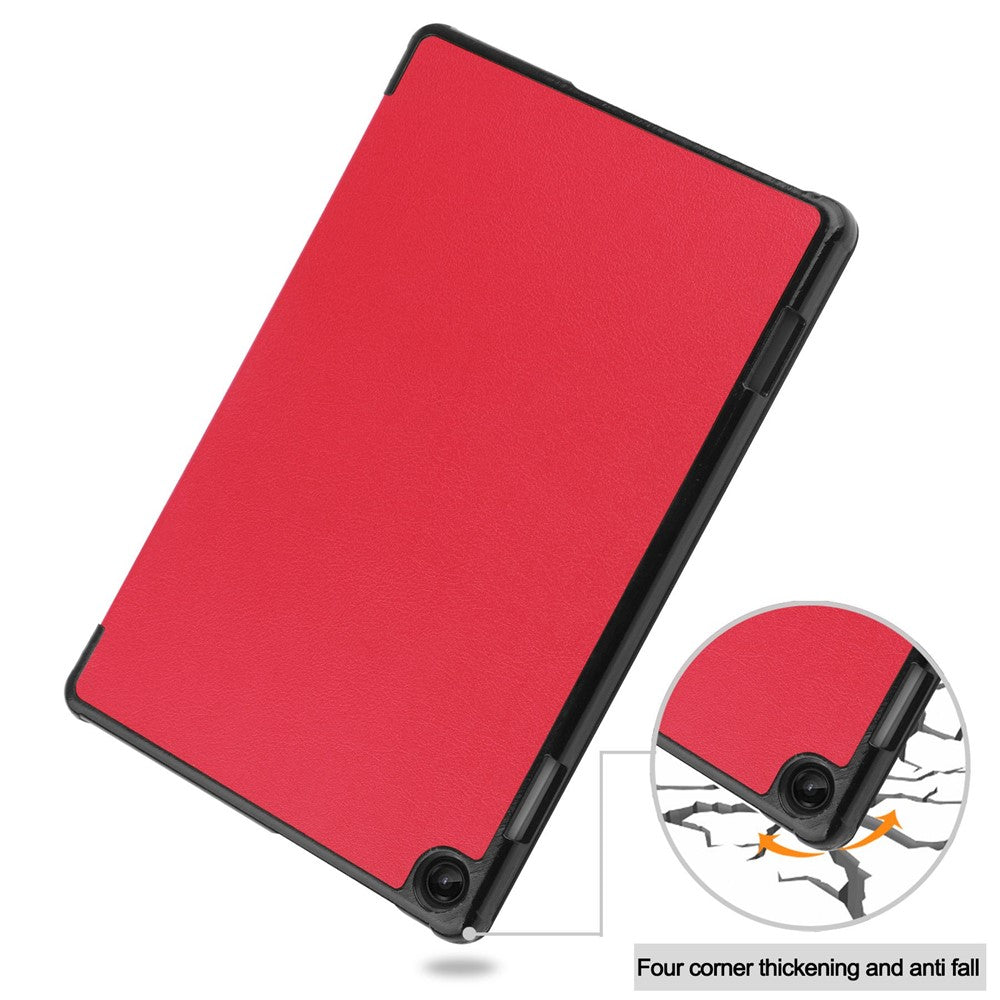 For Lenovo Tab M10 (Gen 3) TB-328FU/TB-328XU PU Leather Trifold Stand Cover Auto Sleep/Wake Case - Red
