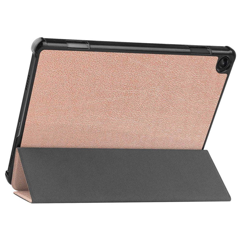 For Lenovo Tab M10 (Gen 3) TB-328FU/TB-328XU PU Leather Trifold Stand Cover Auto Sleep/Wake Case - Rose Gold