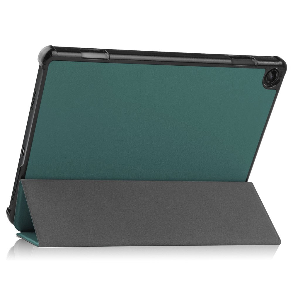 For Lenovo Tab M10 (Gen 3) TB-328FU/TB-328XU PU Leather Trifold Stand Cover Auto Sleep/Wake Case - Blackish Green