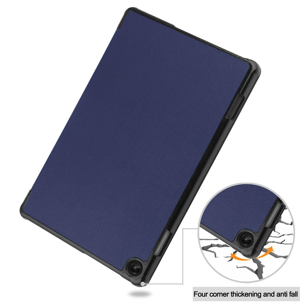 For Lenovo Tab M10 (Gen 3) TB-328FU/TB-328XU PU Leather Trifold Stand Cover Auto Sleep/Wake Case - Dark Blue