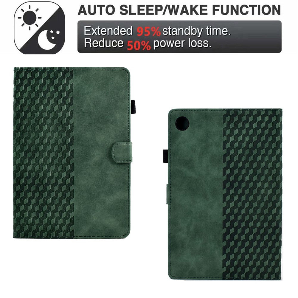 Auto Wake / Sleep Shockproof Case for Lenovo Tab M10 Plus (3rd Gen) / Xiaoxin Pad 2022 10.6 inch Pattern Imprinted Anti-Drop Cover Solid Color Stitching Tablet Leather Stand Case with Card Slots - Green