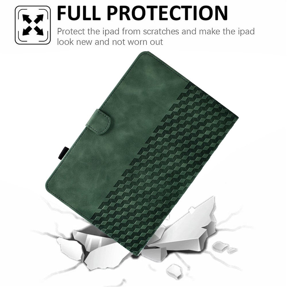 Auto Wake / Sleep Shockproof Case for Lenovo Tab M10 Plus (3rd Gen) / Xiaoxin Pad 2022 10.6 inch Pattern Imprinted Anti-Drop Cover Solid Color Stitching Tablet Leather Stand Case with Card Slots - Green