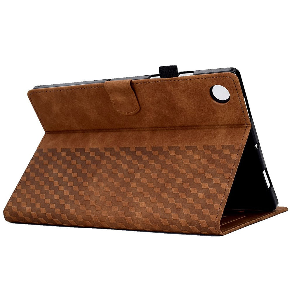 Auto Wake / Sleep Shockproof Case for Lenovo Tab M10 Plus (3rd Gen) / Xiaoxin Pad 2022 10.6 inch Pattern Imprinted Anti-Drop Cover Solid Color Stitching Tablet Leather Stand Case with Card Slots - Brown