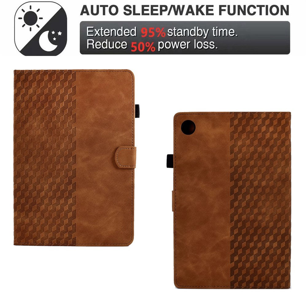 Auto Wake / Sleep Shockproof Case for Lenovo Tab M10 Plus (3rd Gen) / Xiaoxin Pad 2022 10.6 inch Pattern Imprinted Anti-Drop Cover Solid Color Stitching Tablet Leather Stand Case with Card Slots - Brown