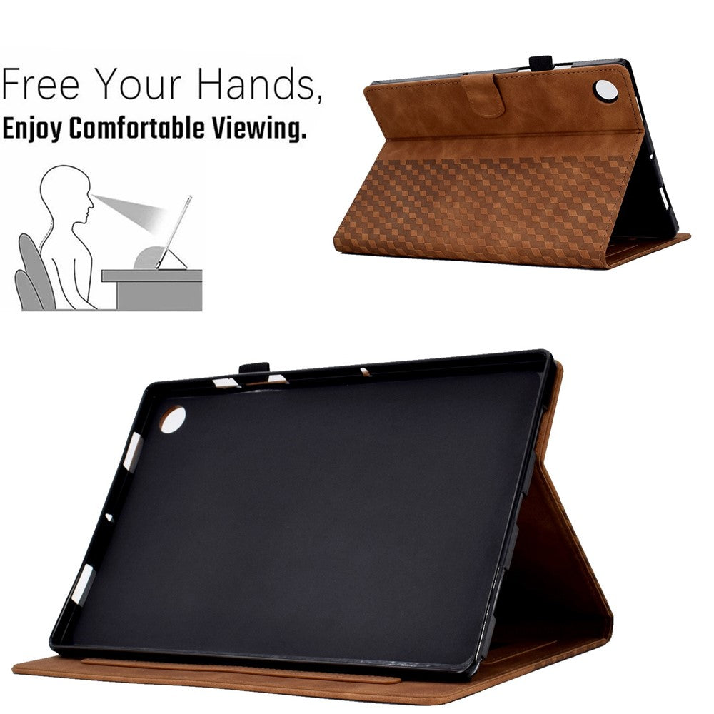 Auto Wake / Sleep Shockproof Case for Lenovo Tab M10 Plus (3rd Gen) / Xiaoxin Pad 2022 10.6 inch Pattern Imprinted Anti-Drop Cover Solid Color Stitching Tablet Leather Stand Case with Card Slots - Brown