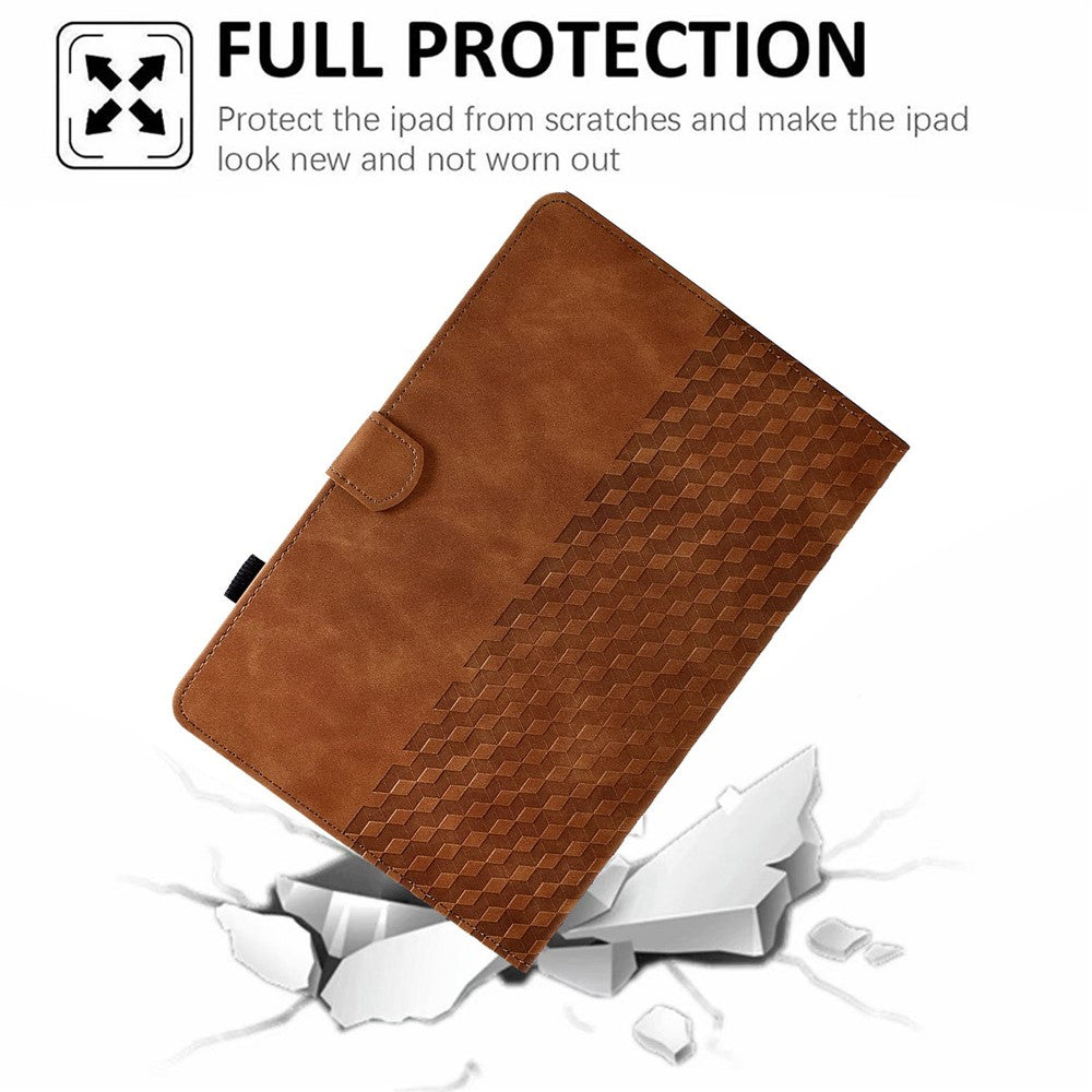 Auto Wake / Sleep Shockproof Case for Lenovo Tab M10 Plus (3rd Gen) / Xiaoxin Pad 2022 10.6 inch Pattern Imprinted Anti-Drop Cover Solid Color Stitching Tablet Leather Stand Case with Card Slots - Brown