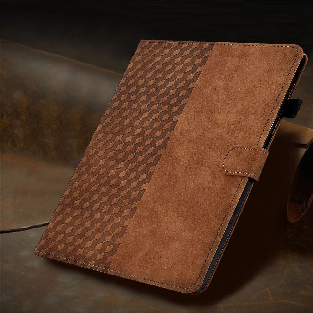 Auto Wake / Sleep Shockproof Case for Lenovo Tab M10 Plus (3rd Gen) / Xiaoxin Pad 2022 10.6 inch Pattern Imprinted Anti-Drop Cover Solid Color Stitching Tablet Leather Stand Case with Card Slots - Brown