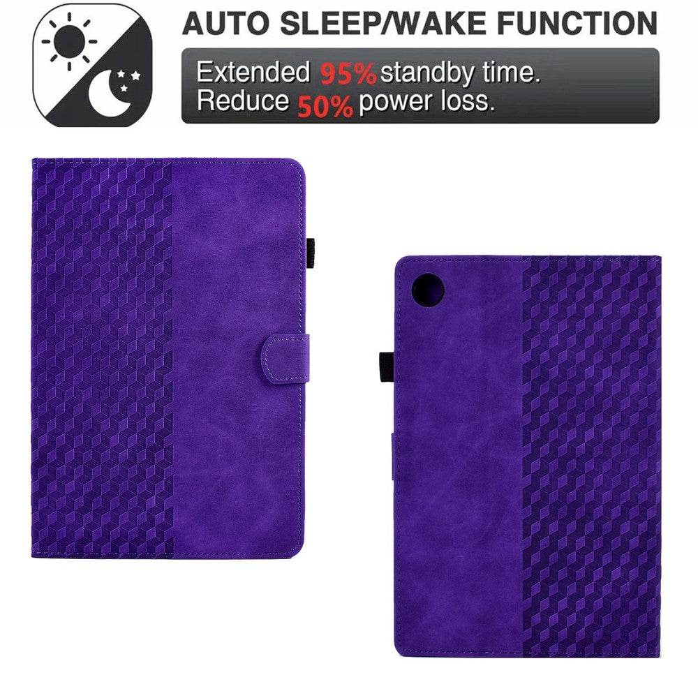 Auto Wake / Sleep Shockproof Case for Lenovo Tab M10 Plus (3rd Gen) / Xiaoxin Pad 2022 10.6 inch Pattern Imprinted Anti-Drop Cover Solid Color Stitching Tablet Leather Stand Case with Card Slots - Purple