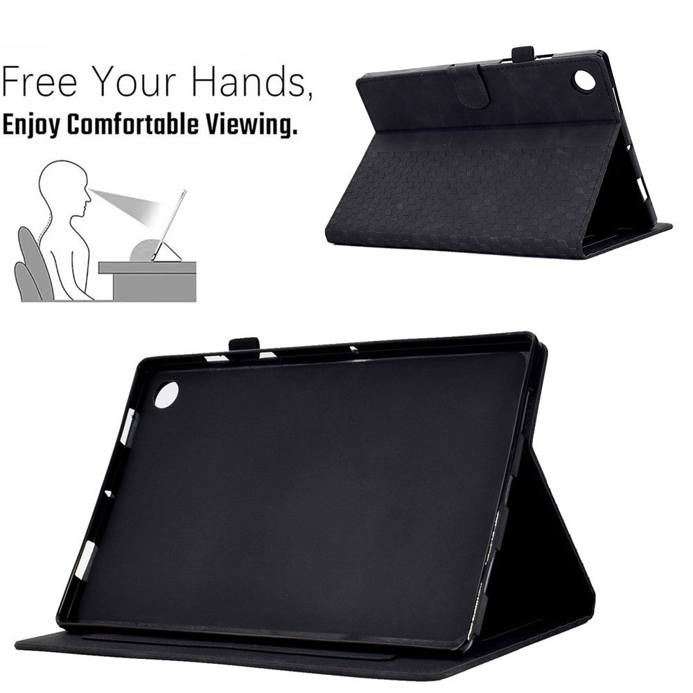 Auto Wake / Sleep Shockproof Case for Lenovo Tab M10 Plus (3rd Gen) / Xiaoxin Pad 2022 10.6 inch Pattern Imprinted Anti-Drop Cover Solid Color Stitching Tablet Leather Stand Case with Card Slots - Black