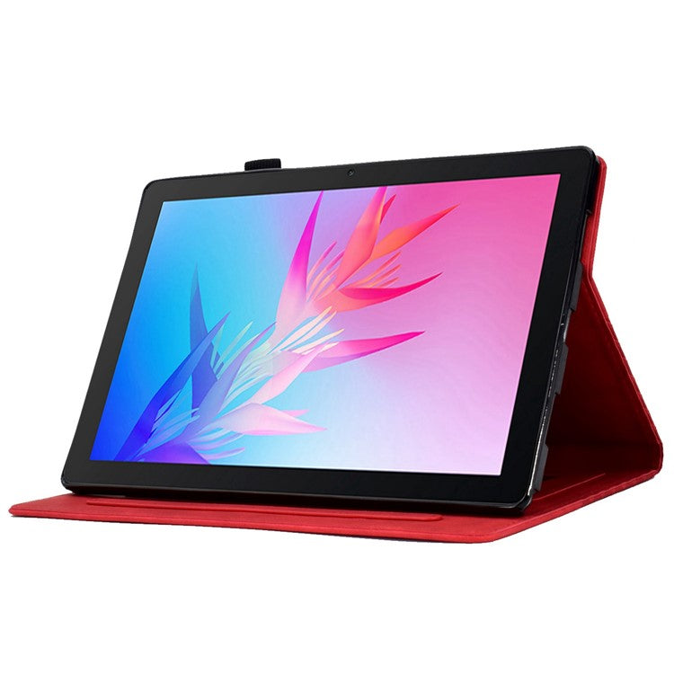 For Huawei Enjoy Tablet 2 10.1 / MatePad T 10 9.7 inch / T 10S 10.1 inch / Honor Pad 6 10.1-inch / Pad X6 9.7 inch Shockproof Stand Case Anti-Fall Tablet Cover with Card Slots / Auto Wake / Sleep - Red