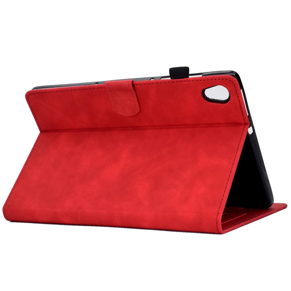For Lenovo Tab M10 HD Gen 2 X306 10.1" PU Leather Folio Stand Case Pattern Imprinted Magnetic Clasp Smart Cover with Card Slots and Pen Holder - Red