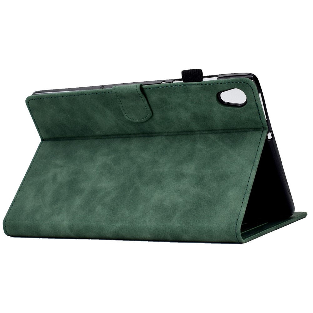 For Lenovo Tab M10 HD Gen 2 X306 10.1" PU Leather Folio Stand Case Pattern Imprinted Magnetic Clasp Smart Cover with Card Slots and Pen Holder - Green