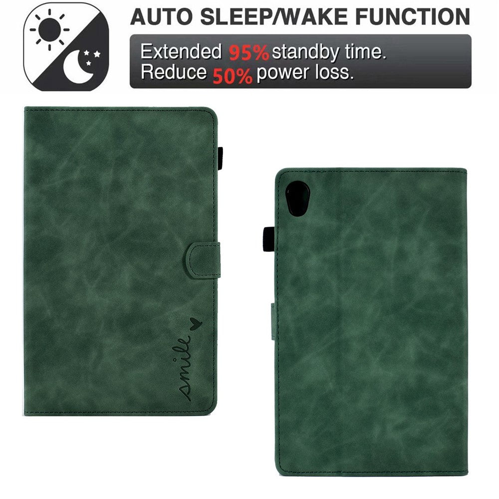 For Lenovo Tab M10 HD Gen 2 X306 10.1" PU Leather Folio Stand Case Pattern Imprinted Magnetic Clasp Smart Cover with Card Slots and Pen Holder - Green