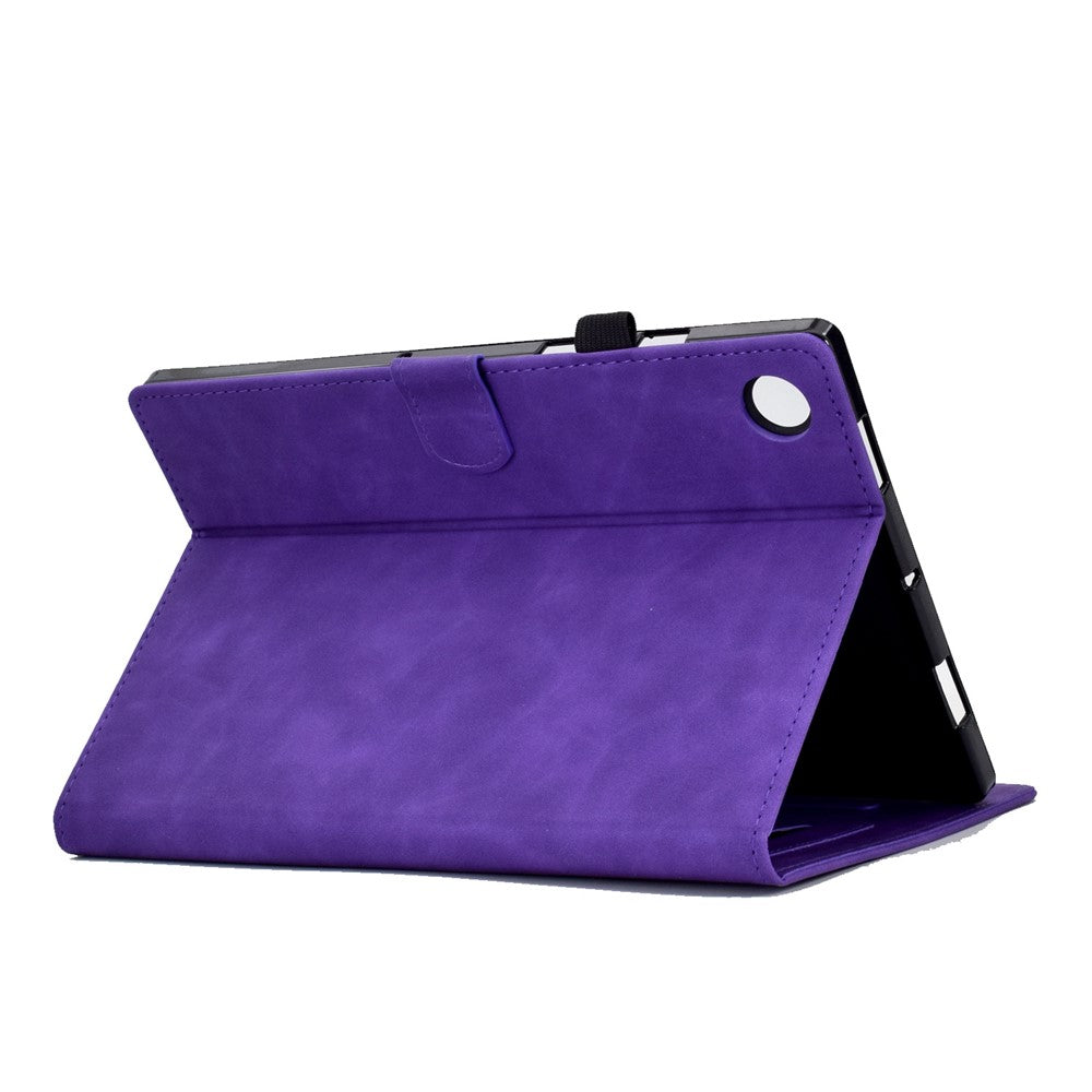 Pattern Imprinted Shockproof Case for Lenovo Tab M10 (Gen 3) TB-328FU / TB-328XU Anti-Fall Solid Color Leather Tablet Case Protective Folio Flip Cover with Card Slots Support Auto Wake / Sleep - Purple