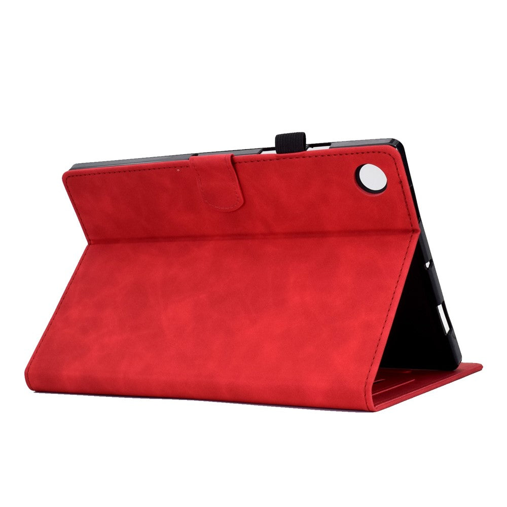 Pattern Imprinted Shockproof Case for Lenovo Tab M10 (Gen 3) TB-328FU / TB-328XU Anti-Fall Solid Color Leather Tablet Case Protective Folio Flip Cover with Card Slots Support Auto Wake / Sleep - Red