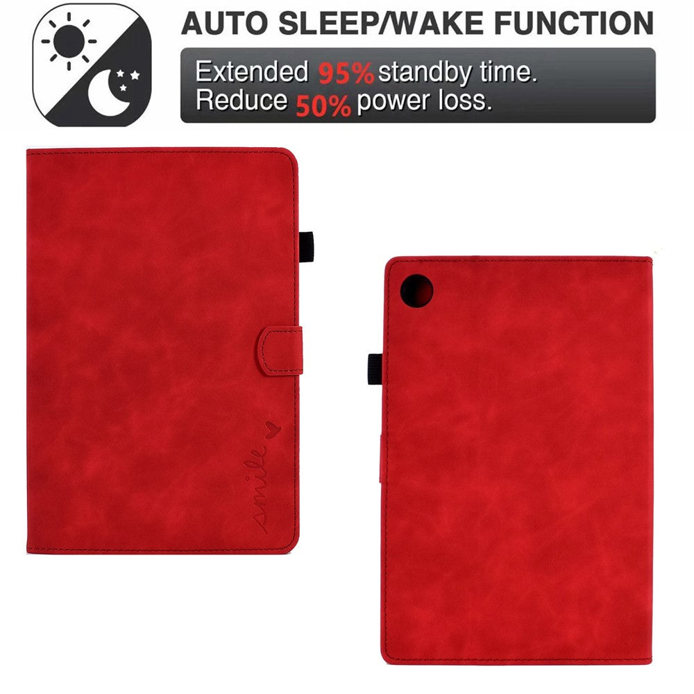 Pattern Imprinted Shockproof Case for Lenovo Tab M10 (Gen 3) TB-328FU / TB-328XU Anti-Fall Solid Color Leather Tablet Case Protective Folio Flip Cover with Card Slots Support Auto Wake / Sleep - Red