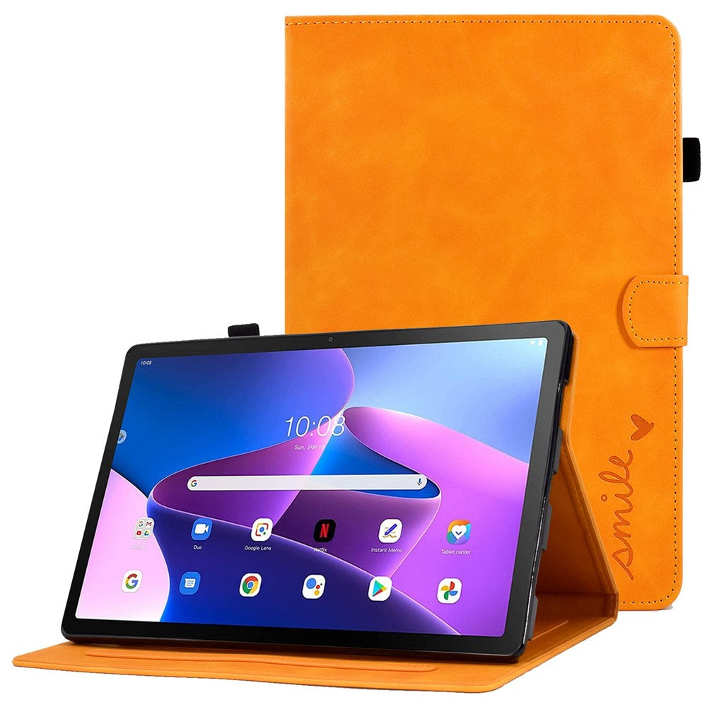 Pattern Imprinted Shockproof Case for Lenovo Tab M10 (Gen 3) TB-328FU / TB-328XU Anti-Fall Solid Color Leather Tablet Case Protective Folio Flip Cover with Card Slots Support Auto Wake / Sleep - Khaki