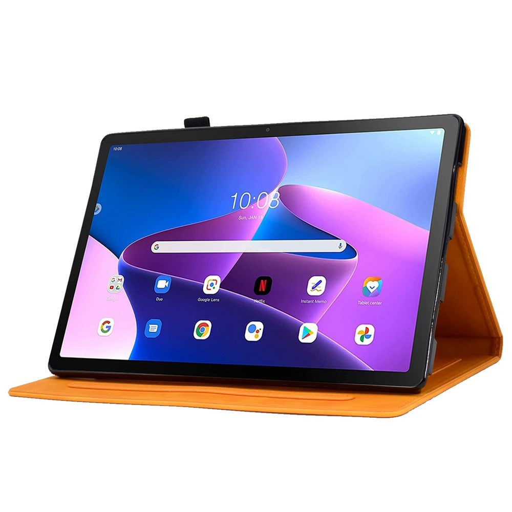 Pattern Imprinted Shockproof Case for Lenovo Tab M10 (Gen 3) TB-328FU / TB-328XU Anti-Fall Solid Color Leather Tablet Case Protective Folio Flip Cover with Card Slots Support Auto Wake / Sleep - Khaki