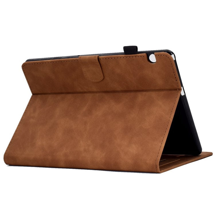 For Huawei MediaPad T3 10 Pattern Imprinted Tablet Case PU Leather Folio Stand Smart Cover Shell with Pencil Holder and Card Slots - Brown