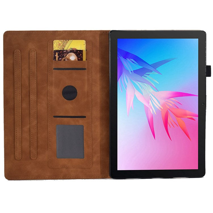 For Huawei Enjoy Tablet 2 / MatePad T 10 9.7 inch / T 10S 10.1 inch / Honor Pad 6 10.1-inch / Pad X6 9.7 inch Tablet Case Pattern Imprinted PU Leather Card Slots Stand Cover - Brown