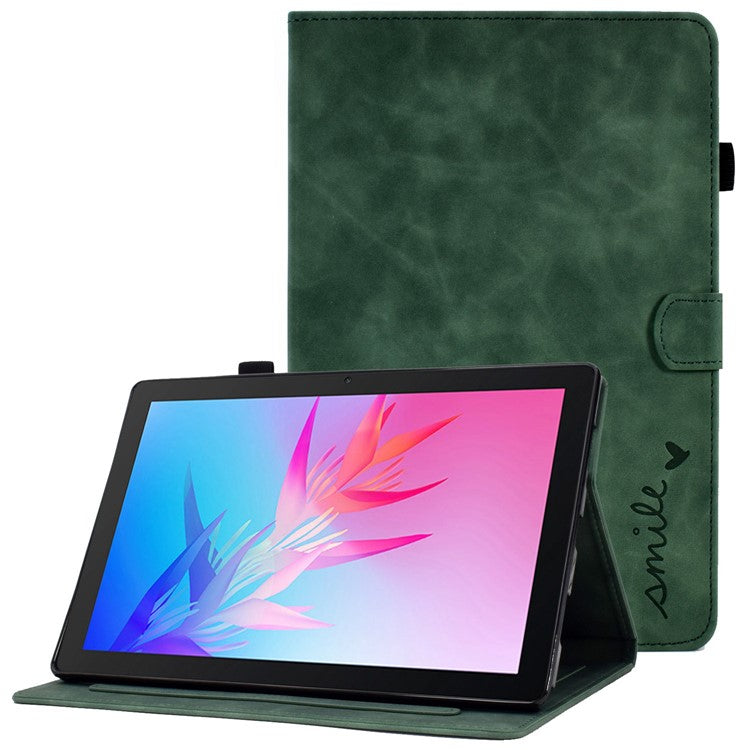 For Huawei Enjoy Tablet 2 / MatePad T 10 9.7 inch / T 10S 10.1 inch / Honor Pad 6 10.1-inch / Pad X6 9.7 inch Tablet Case Pattern Imprinted PU Leather Card Slots Stand Cover - Green