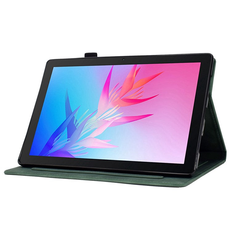 For Huawei Enjoy Tablet 2 / MatePad T 10 9.7 inch / T 10S 10.1 inch / Honor Pad 6 10.1-inch / Pad X6 9.7 inch Tablet Case Pattern Imprinted PU Leather Card Slots Stand Cover - Green