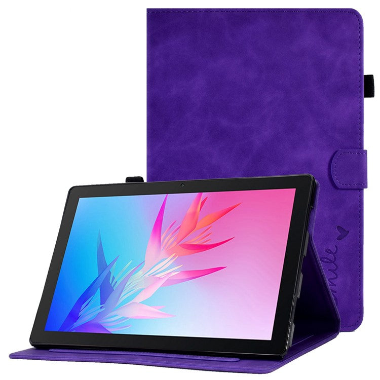 For Huawei Enjoy Tablet 2 / MatePad T 10 9.7 inch / T 10S 10.1 inch / Honor Pad 6 10.1-inch / Pad X6 9.7 inch Tablet Case Pattern Imprinted PU Leather Card Slots Stand Cover - Purple
