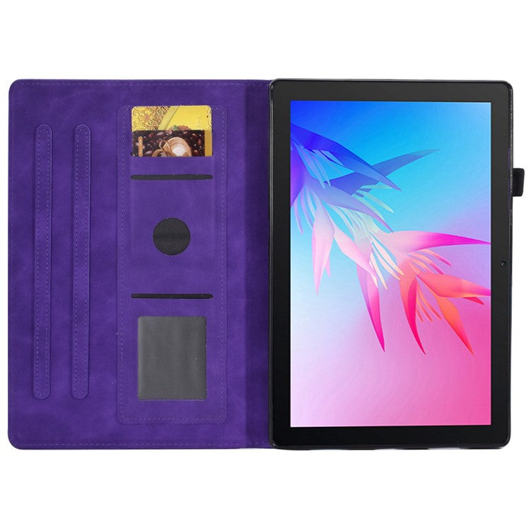 For Huawei Enjoy Tablet 2 / MatePad T 10 9.7 inch / T 10S 10.1 inch / Honor Pad 6 10.1-inch / Pad X6 9.7 inch Tablet Case Pattern Imprinted PU Leather Card Slots Stand Cover - Purple