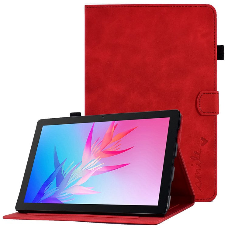 For Huawei Enjoy Tablet 2 / MatePad T 10 9.7 inch / T 10S 10.1 inch / Honor Pad 6 10.1-inch / Pad X6 9.7 inch Tablet Case Pattern Imprinted PU Leather Card Slots Stand Cover - Red