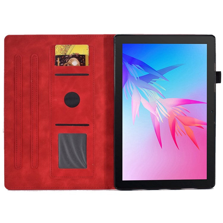 For Huawei Enjoy Tablet 2 / MatePad T 10 9.7 inch / T 10S 10.1 inch / Honor Pad 6 10.1-inch / Pad X6 9.7 inch Tablet Case Pattern Imprinted PU Leather Card Slots Stand Cover - Red