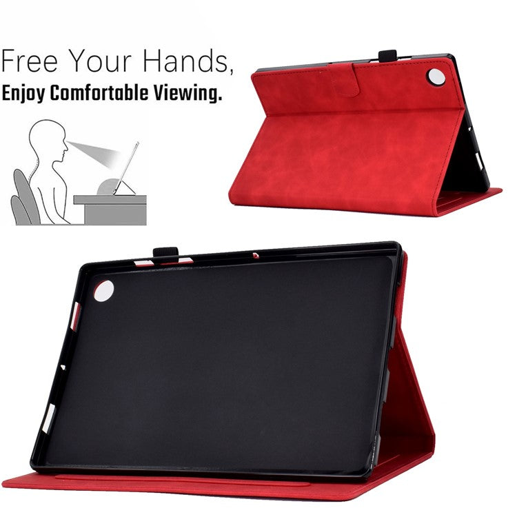 For Huawei Enjoy Tablet 2 / MatePad T 10 9.7 inch / T 10S 10.1 inch / Honor Pad 6 10.1-inch / Pad X6 9.7 inch Tablet Case Pattern Imprinted PU Leather Card Slots Stand Cover - Red