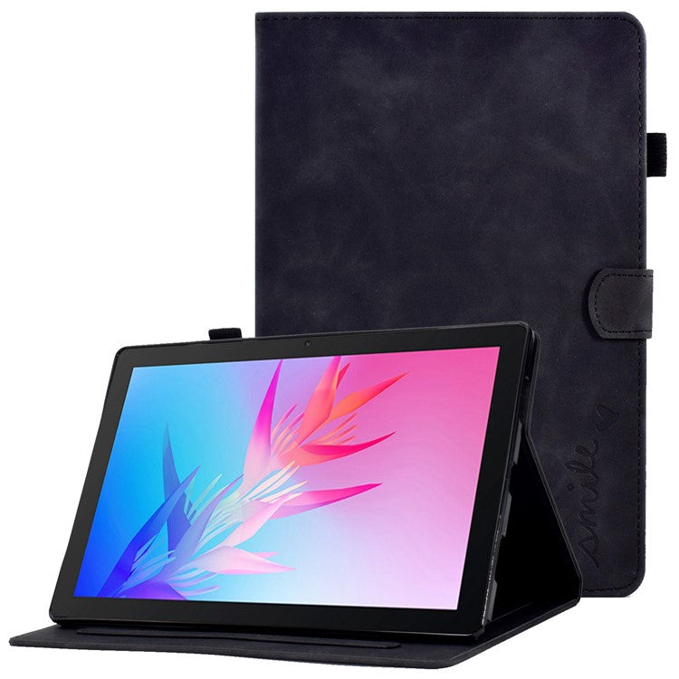 For Huawei Enjoy Tablet 2 / MatePad T 10 9.7 inch / T 10S 10.1 inch / Honor Pad 6 10.1-inch / Pad X6 9.7 inch Tablet Case Pattern Imprinted PU Leather Card Slots Stand Cover - Black