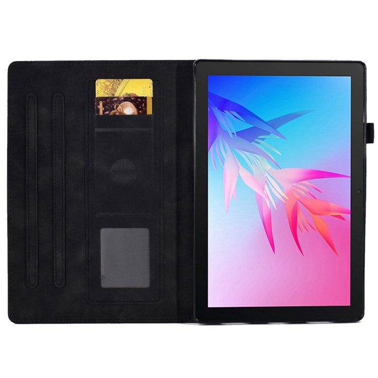 For Huawei Enjoy Tablet 2 / MatePad T 10 9.7 inch / T 10S 10.1 inch / Honor Pad 6 10.1-inch / Pad X6 9.7 inch Tablet Case Pattern Imprinted PU Leather Card Slots Stand Cover - Black