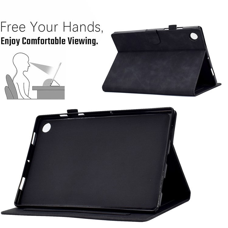 For Huawei Enjoy Tablet 2 / MatePad T 10 9.7 inch / T 10S 10.1 inch / Honor Pad 6 10.1-inch / Pad X6 9.7 inch Tablet Case Pattern Imprinted PU Leather Card Slots Stand Cover - Black