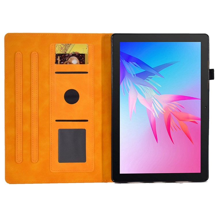 For Huawei Enjoy Tablet 2 / MatePad T 10 9.7 inch / T 10S 10.1 inch / Honor Pad 6 10.1-inch / Pad X6 9.7 inch Tablet Case Pattern Imprinted PU Leather Card Slots Stand Cover - Orange
