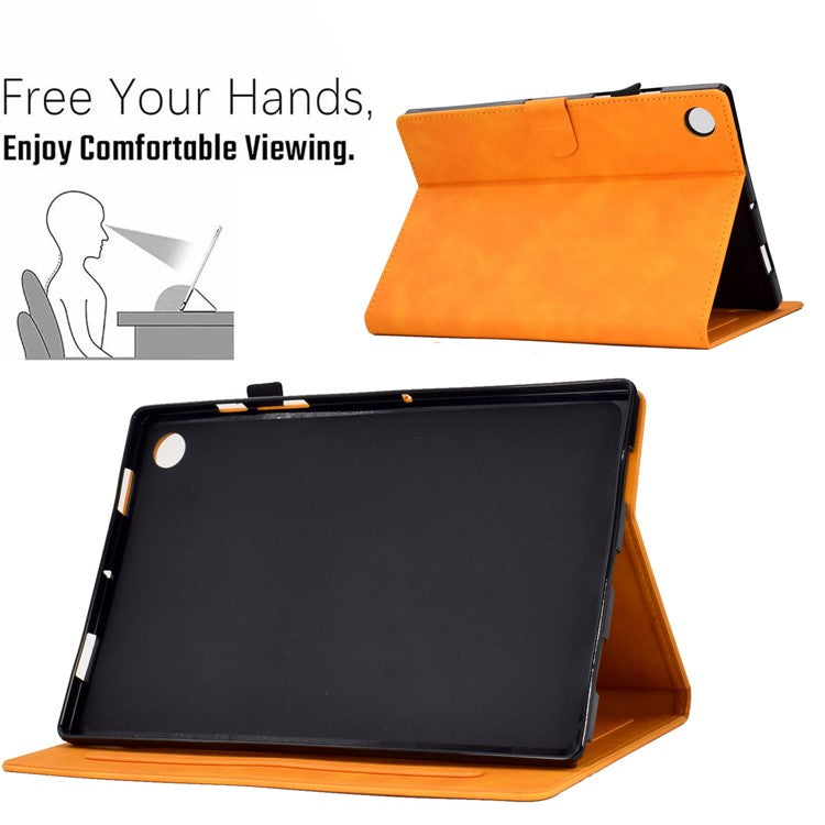 For Huawei Enjoy Tablet 2 / MatePad T 10 9.7 inch / T 10S 10.1 inch / Honor Pad 6 10.1-inch / Pad X6 9.7 inch Tablet Case Pattern Imprinted PU Leather Card Slots Stand Cover - Orange