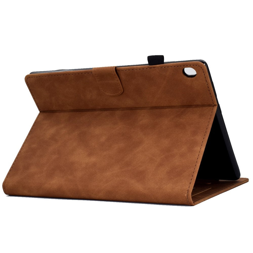 Smart Tablet Leather Case for Lenovo Tab M10 TB-X605F, Anti-scratch Imprinted Pattern Auto Sleep / Wake Up Cover with Card Slots - Brown