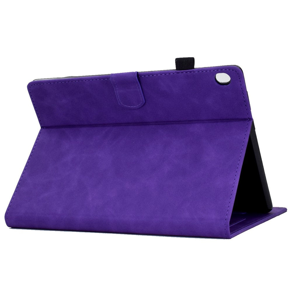 Smart Tablet Leather Case for Lenovo Tab M10 TB-X605F, Anti-scratch Imprinted Pattern Auto Sleep / Wake Up Cover with Card Slots - Purple