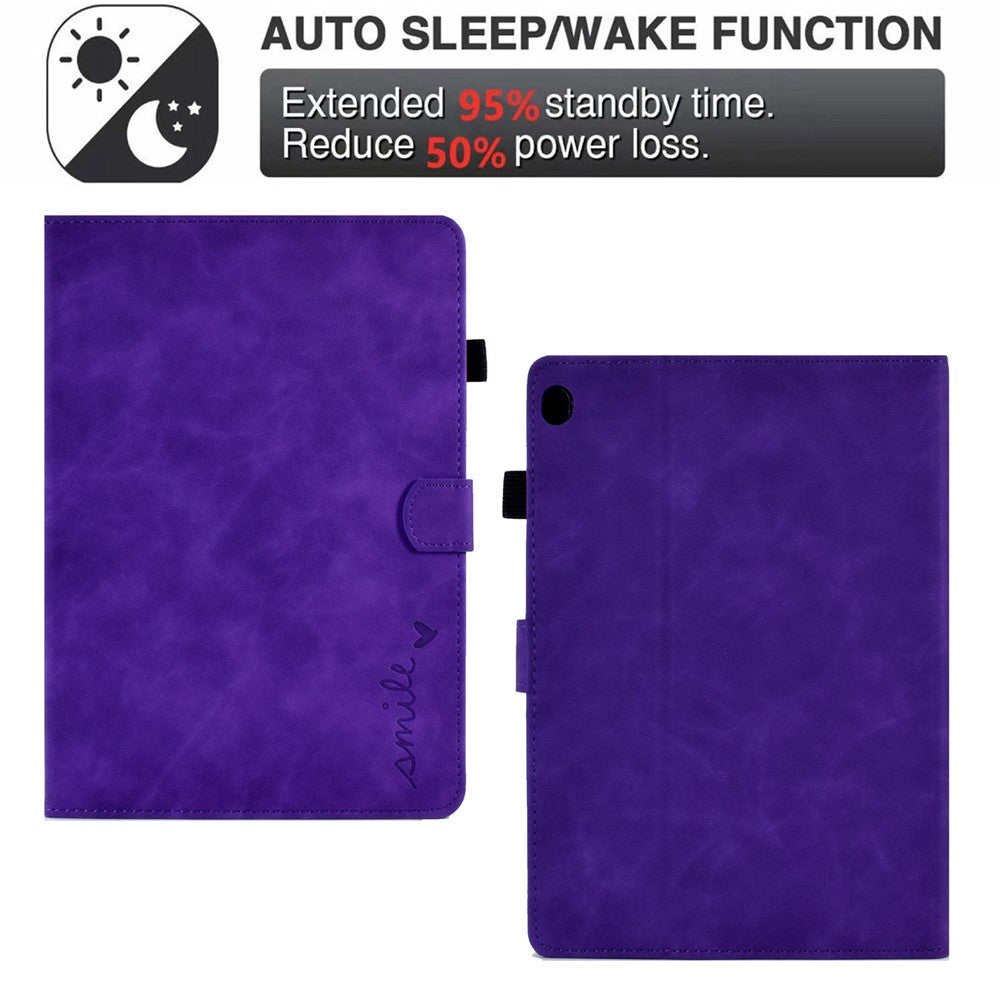 Smart Tablet Leather Case for Lenovo Tab M10 TB-X605F, Anti-scratch Imprinted Pattern Auto Sleep / Wake Up Cover with Card Slots - Purple