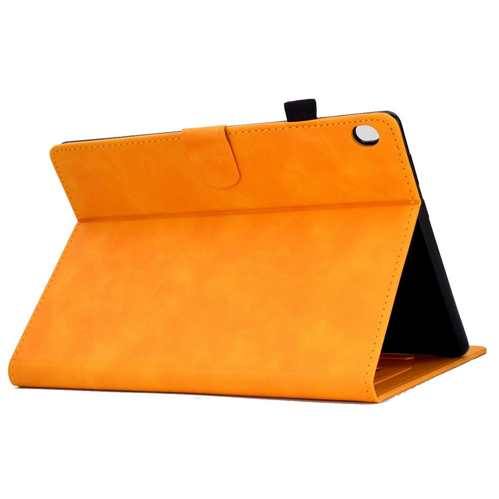 Smart Tablet Leather Case for Lenovo Tab M10 TB-X605F, Anti-scratch Imprinted Pattern Auto Sleep / Wake Up Cover with Card Slots - Khaki