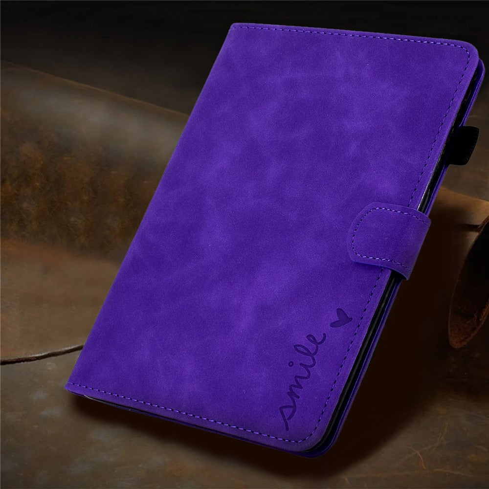 For Lenovo Tab M10 Plus Auto Sleep / Wake Up Smart Tablet Protection Cover Stand Built-in Card Slots Imprinted Pattern Leather Case - Purple