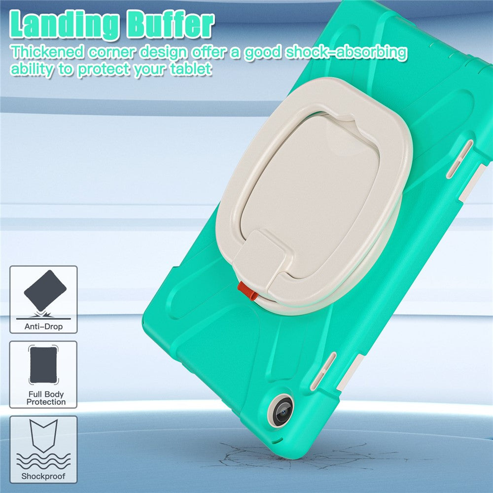 For Lenovo Tab M10 (Gen 3) TB-328FU / TB-328XU PC + Silicone Tablet Case Hand Grip Rotary Kickstand Drop-proof Protective Cover - Mint Green