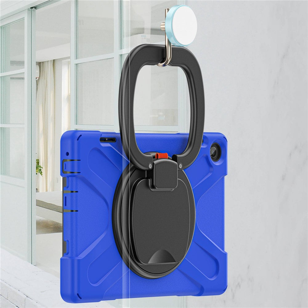 For Lenovo Tab M10 (Gen 3) TB-328FU / TB-328XU PC + Silicone Tablet Case Hand Grip Rotary Kickstand Drop-proof Protective Cover - Blue